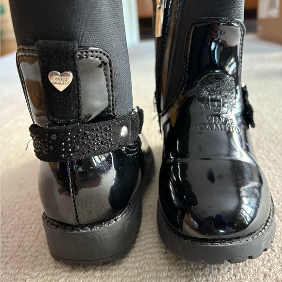 Vince Camuto Kids Glossy Black Boots with Heart Detail - Picture 1 of 3